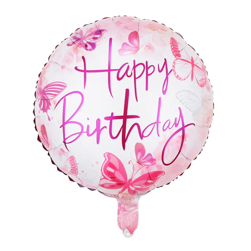 13pcs/1set Happy Birthday Balloons Pink Foil/Latex Balloons Set