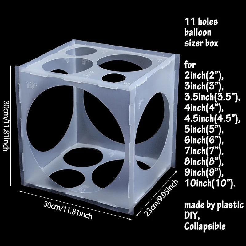 11Holes 2-10Inch Balloon Sizer Box Collapsible Balloons Measurement