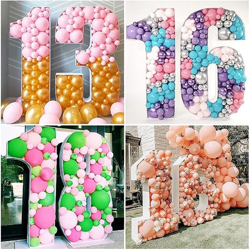 73cm Letter Number Mosaic Balloon Frame/ 0 to 9 Filling Box Number Foam Board for Birthday Wedding Dec