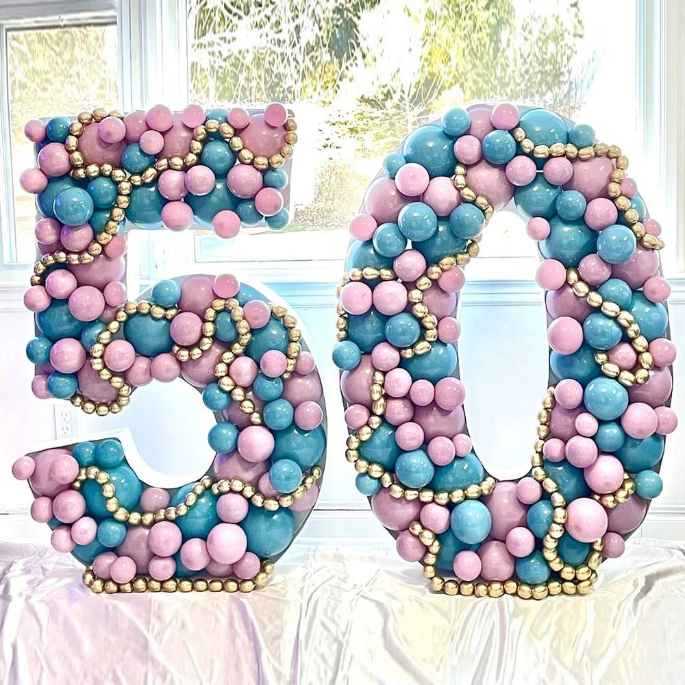 73cm Letter Number Mosaic Balloon Frame/ 0 to 9 Filling Box Number Foam Board for Birthday Wedding Dec