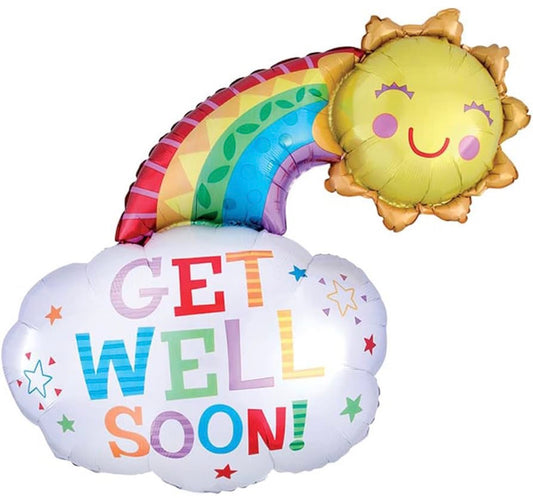 Get Well Soon Supershape cloud rainbow and sun Balloon
