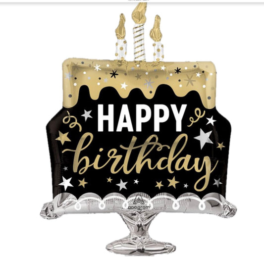 Happy Birthday Supershape cake with candles Balloon