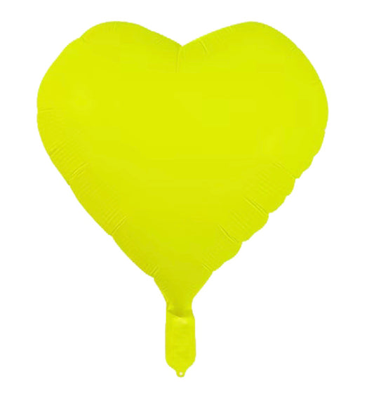 Neon Yellow Heart Foil Balloon