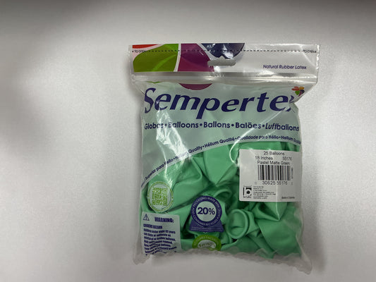 Sempertex- Pastel Matte Green 18 inch  (25 count)