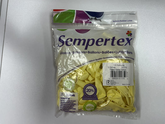 Sempertex- Pastel Matte Yellow 5 inch (100 count)